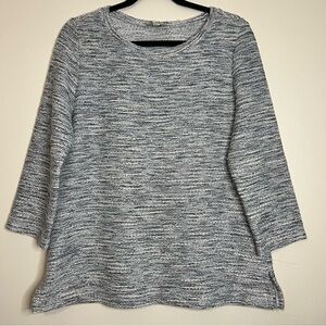 LOFT Outlet Marled Knit Tunic Blue Gray White‎ Textured Pullover Top Size M